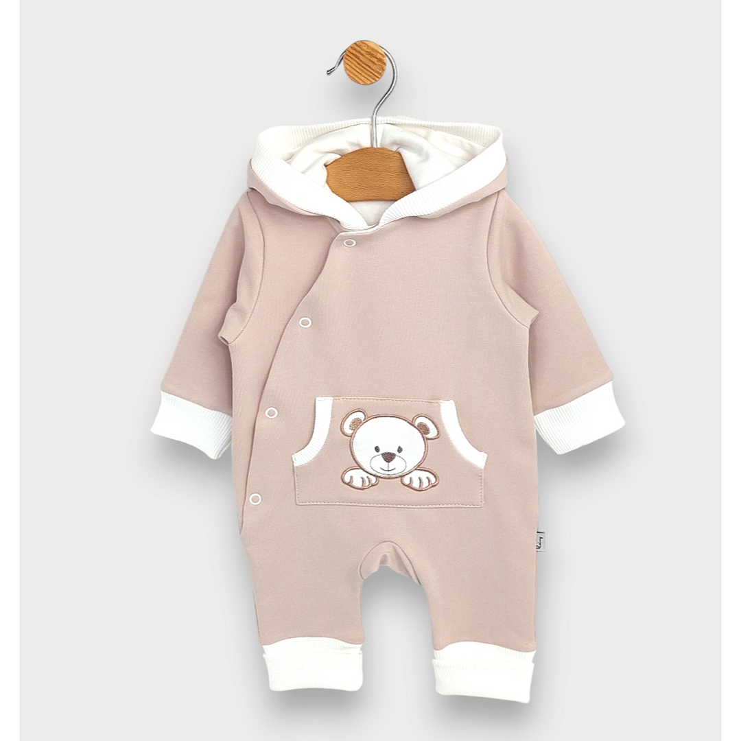 Rainy Бебешки гащеризон с качулка Мече с лапички 56 - 80 см. крем