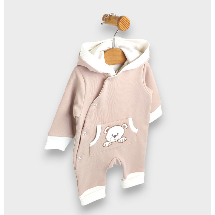 Rainy Бебешки гащеризон с качулка Мече с лапички 56 - 80 см. крем