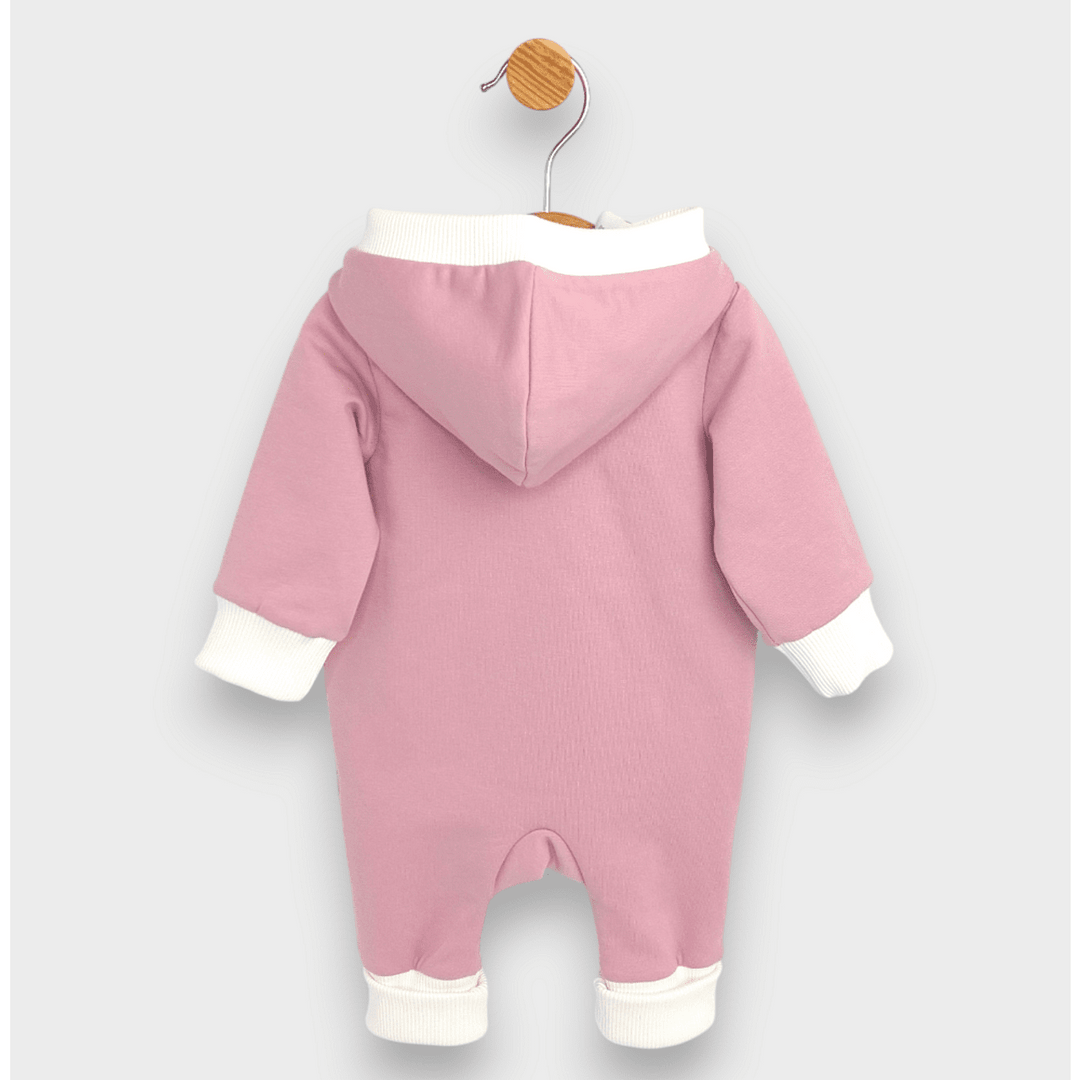 Rainy Бебешки гащеризон с качулка Мече с лапички 56 - 80 см. пепел от рози