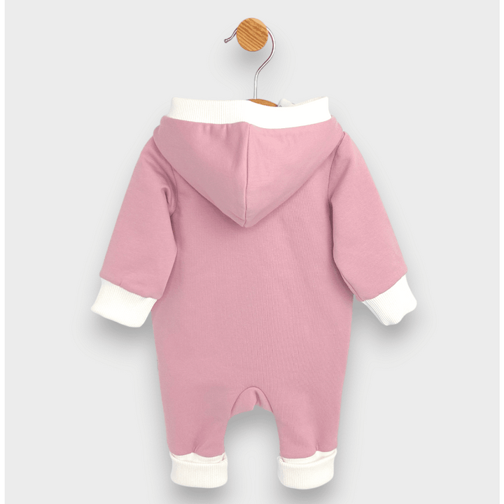 Rainy Бебешки гащеризон с качулка Мече с лапички 56 - 80 см. пепел от рози