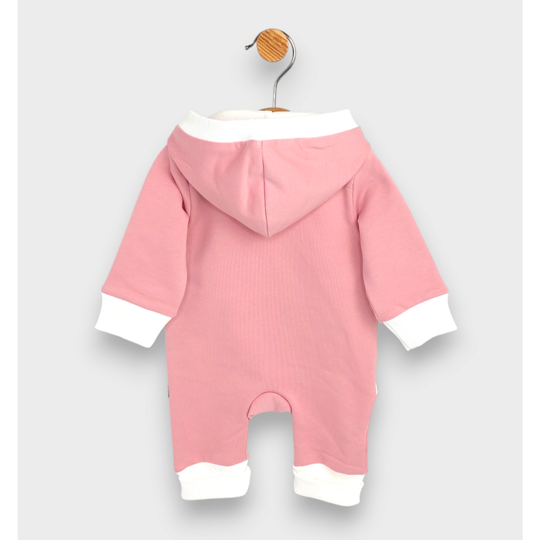 Rainy Бебешки гащеризон с качулка Мече с лапички 56 - 80 см. пудра