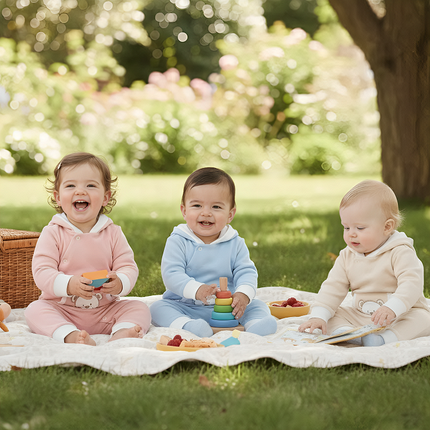 Rainy Бебешки гащеризон с качулка Мече с лапички 56 - 80 см. пудра