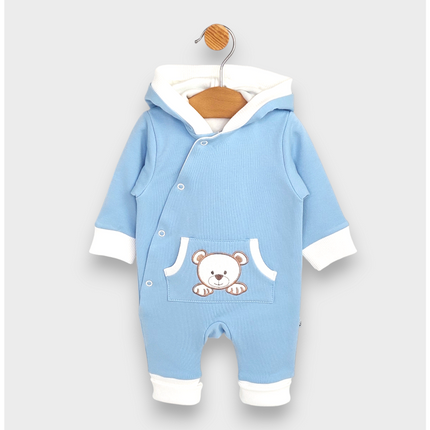 Rainy Бебешки гащеризон с качулка Мече с лапички 56 - 80 см. син