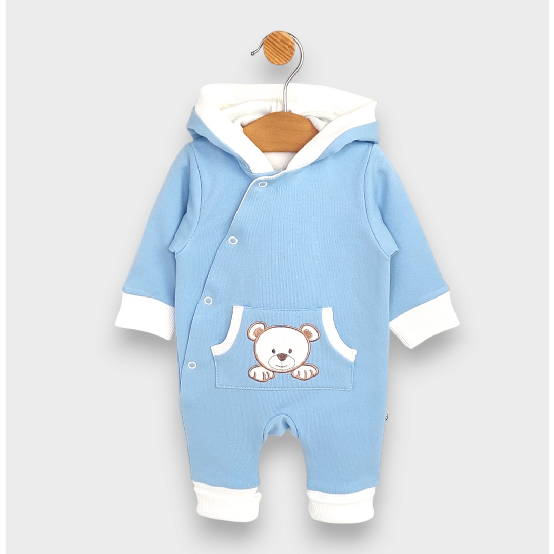 Rainy Бебешки гащеризон с качулка Мече с лапички 56 - 80 см. син