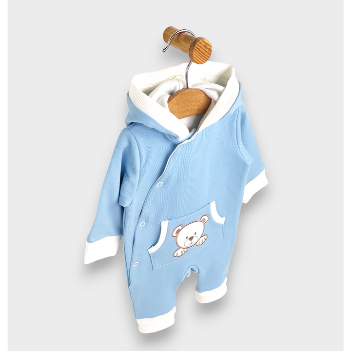Rainy Бебешки гащеризон с качулка Мече с лапички 56 - 80 см. син
