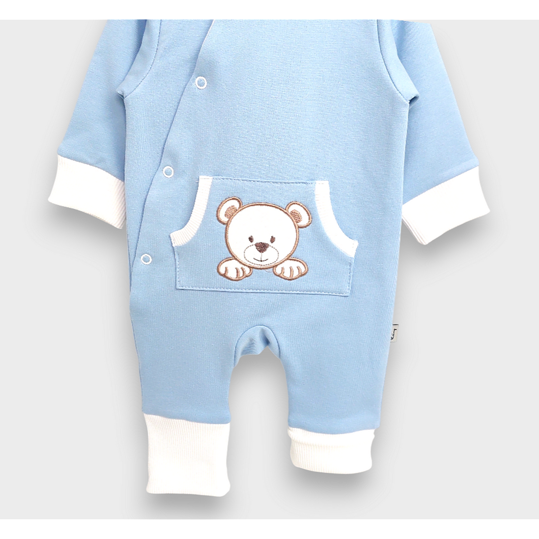 Rainy Бебешки гащеризон с качулка Мече с лапички 56 - 80 см. син