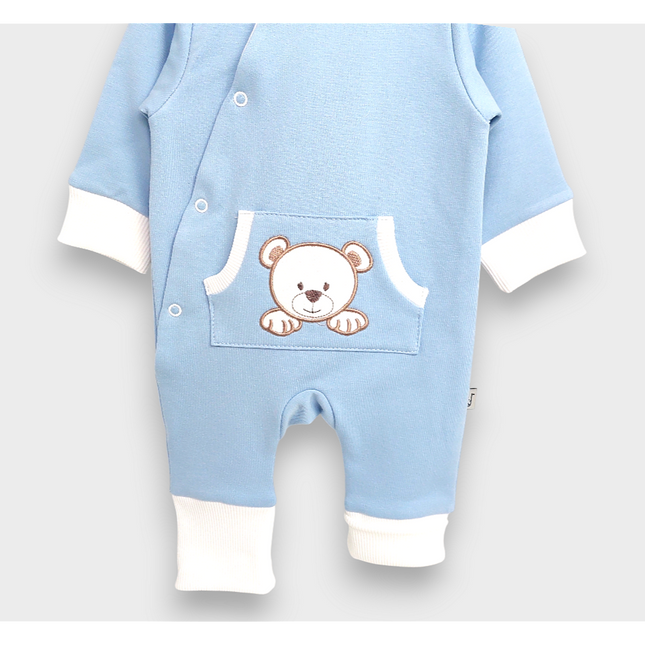 Rainy Бебешки гащеризон с качулка Мече с лапички 56 - 80 см. син