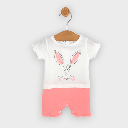 Rainy Бебешки гащеризон с къс ръкав Bunny 56-80см. корал