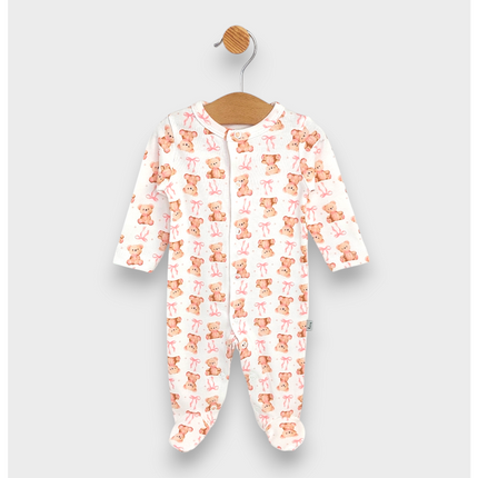 Rainy Бебешки гащеризон с предно закопчаване 56 - 74 см. Мече с панделка