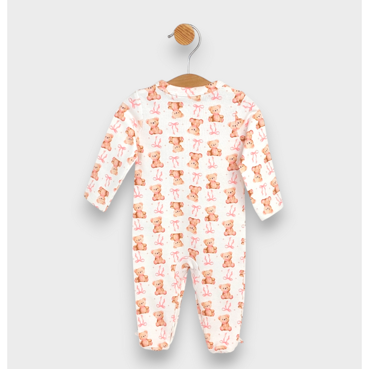 Rainy Бебешки гащеризон с предно закопчаване 56 - 74 см. Мече с панделка