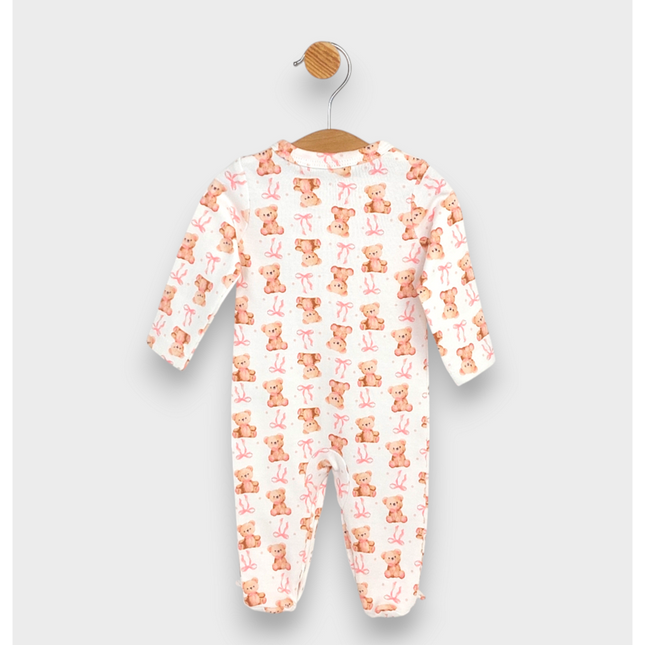 Rainy Бебешки гащеризон с предно закопчаване 56 - 74 см. Мече с панделка