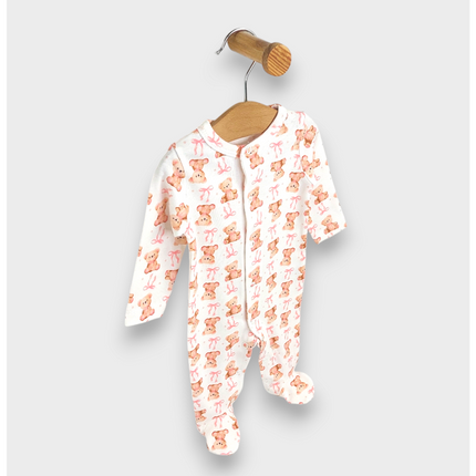 Rainy Бебешки гащеризон с предно закопчаване 56 - 74 см. Мече с панделка