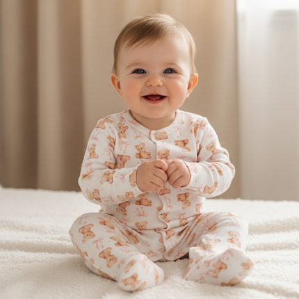 Rainy Бебешки гащеризон с предно закопчаване 56 - 74 см. Мече с панделка