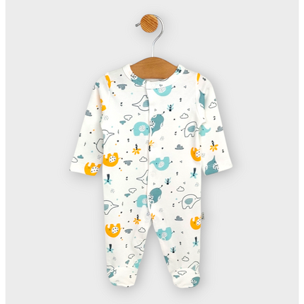 Rainy Бебешки гащеризон с предно закопчаване 56 - 74 см. Шарени слончета