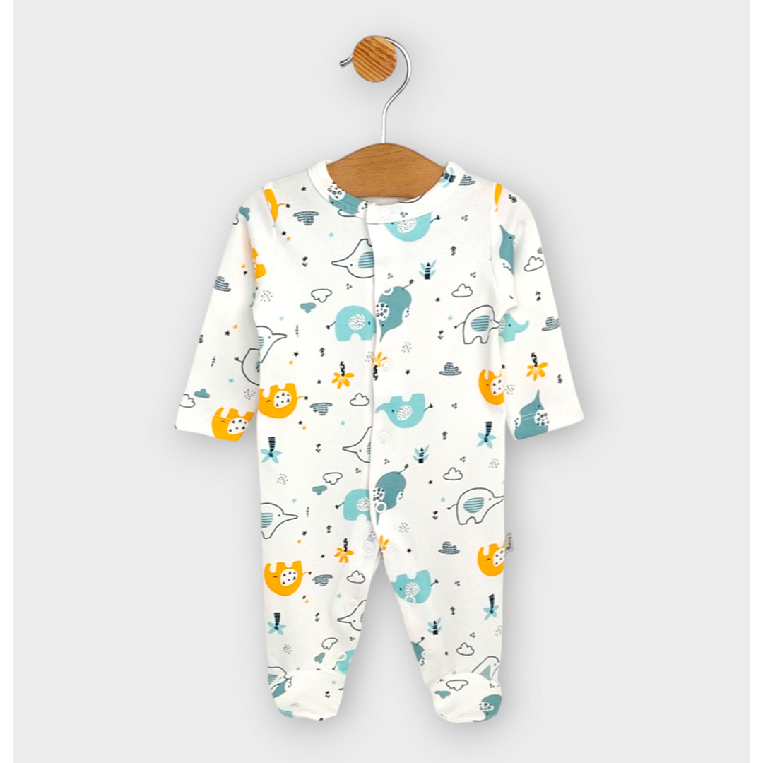 Rainy Бебешки гащеризон с предно закопчаване 56 - 74 см. Шарени слончета