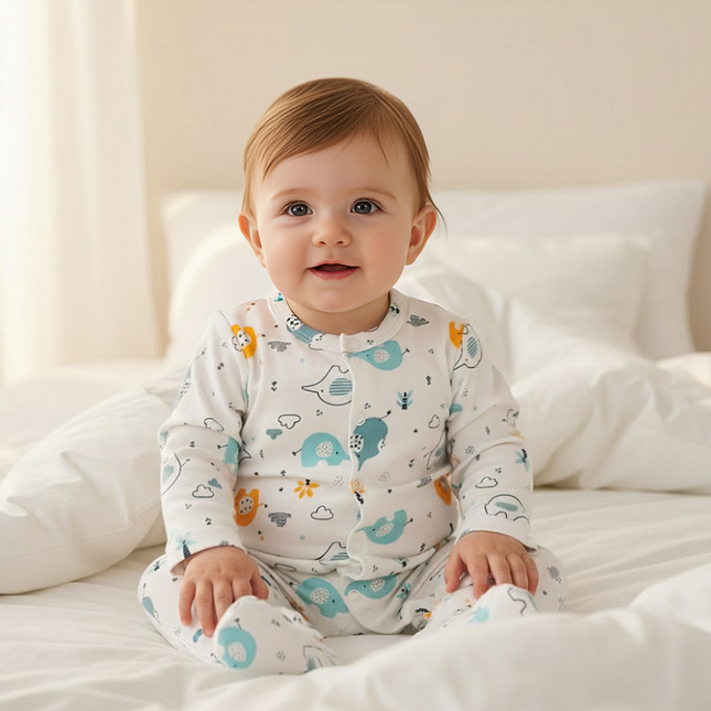 Rainy Бебешки гащеризон с предно закопчаване 56 - 74 см. Шарени слончета