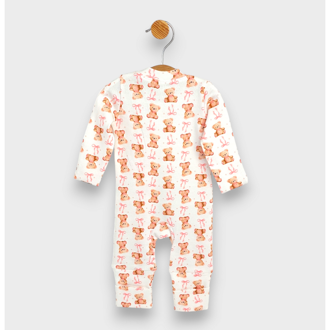 Rainy Бебешки гащеризон с ръкавички и чорапче 48 - 62 см. Мече с панделка