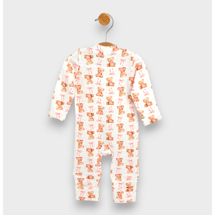 Rainy Бебешки гащеризон с ръкавички и чорапче 48 - 62 см. Мече с панделка