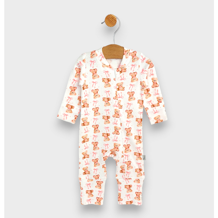 Rainy Бебешки гащеризон с ръкавички и чорапче 48 - 62 см. Мече с панделка