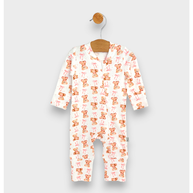 Rainy Бебешки гащеризон с ръкавички и чорапче 48 - 62 см. Мече с панделка