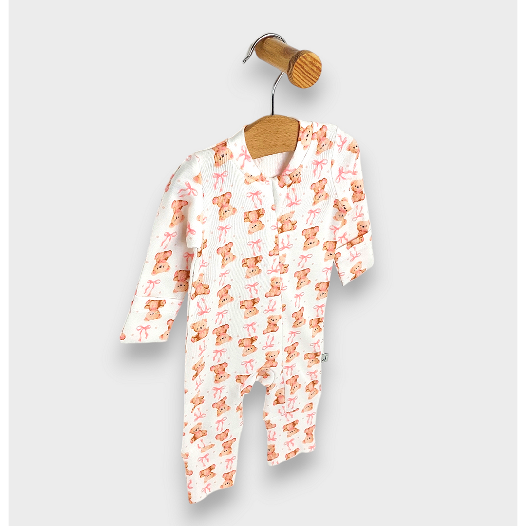 Rainy Бебешки гащеризон с ръкавички и чорапче 48 - 62 см. Мече с панделка