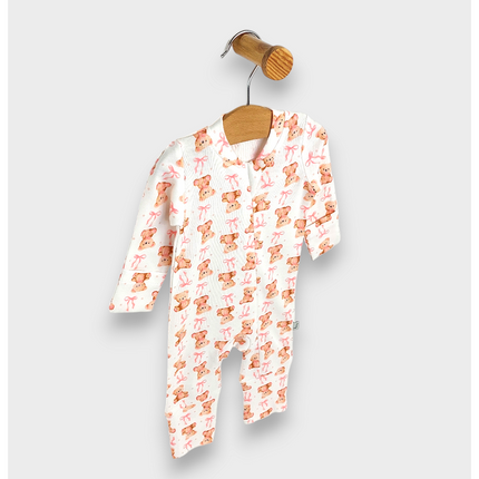 Rainy Бебешки гащеризон с ръкавички и чорапче 48 - 62 см. Мече с панделка