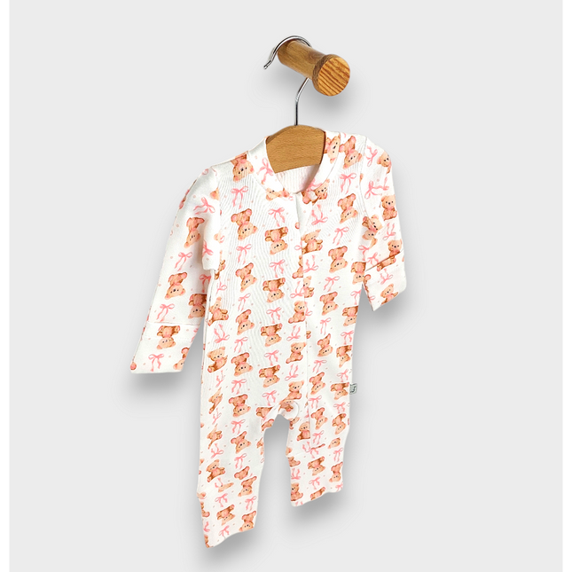 Rainy Бебешки гащеризон с ръкавички и чорапче 48 - 62 см. Мече с панделка