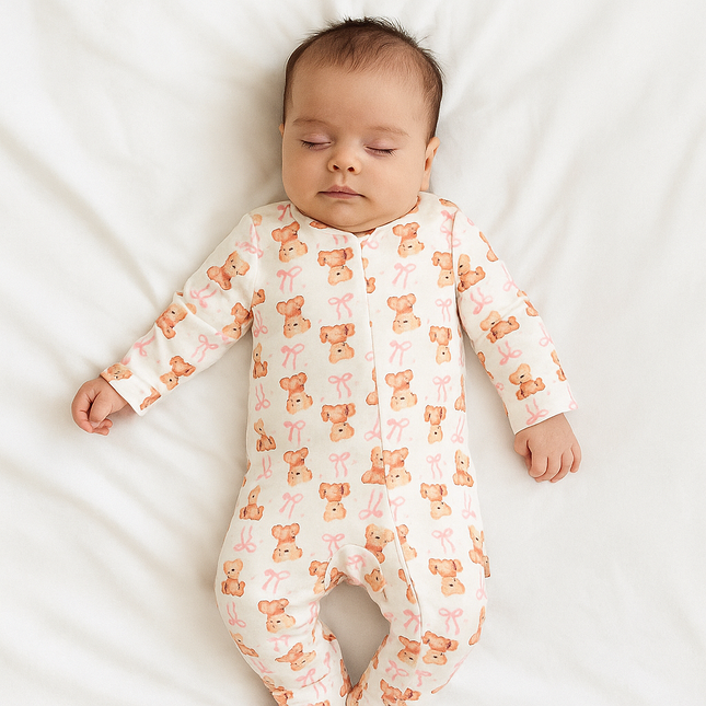 Rainy Бебешки гащеризон с ръкавички и чорапче 48 - 62 см. Мече с панделка