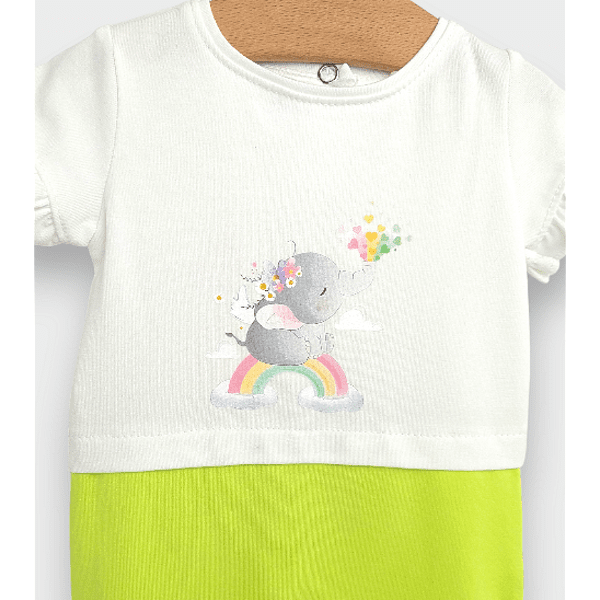 Rainy Бебешки гащеризон Слонче с дъга 56-80см. екрю/зелен