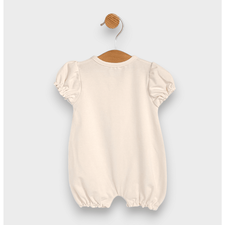 Rainy Бебешки гащеризон Зайче в цвете с къс ръкав 56-80см. екрю