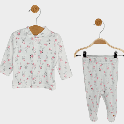 Rainy Бебешки комплект 2 части 48-62 см. Розови Зайчета