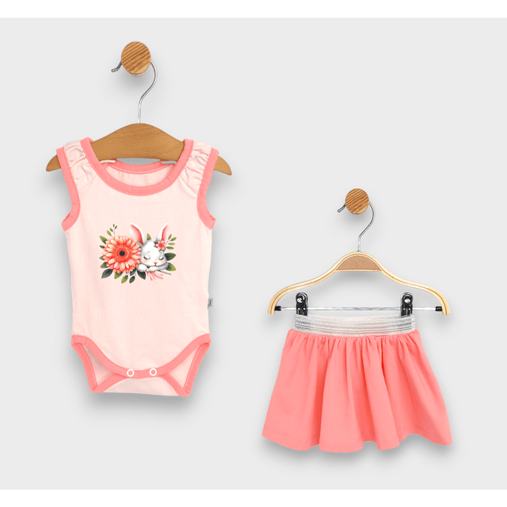 Rainy Бебешки комплект 2 части Бяло зайче 56-74см.