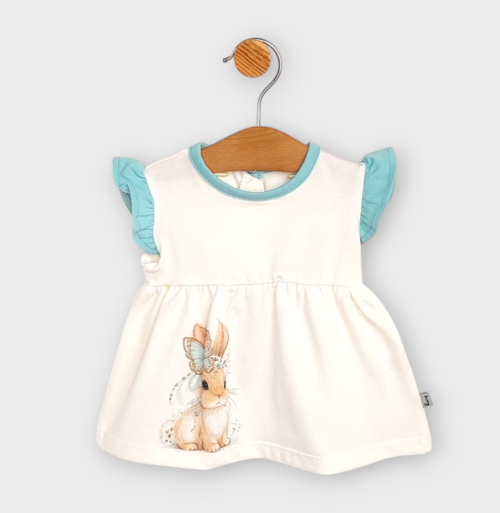 Rainy Бебешки комплект 2 части Fashion Bunny 62-92 см. екрю/аква