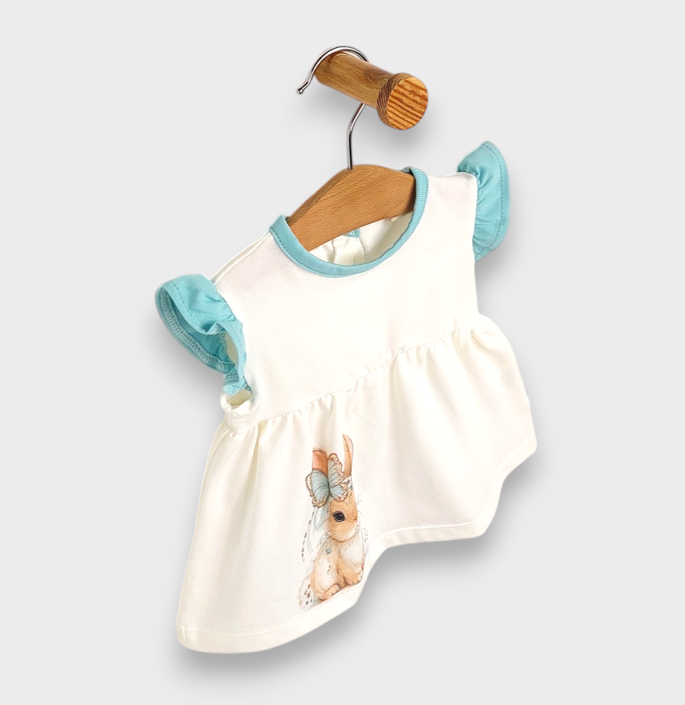 Rainy Бебешки комплект 2 части Fashion Bunny 62-92 см. екрю/аква