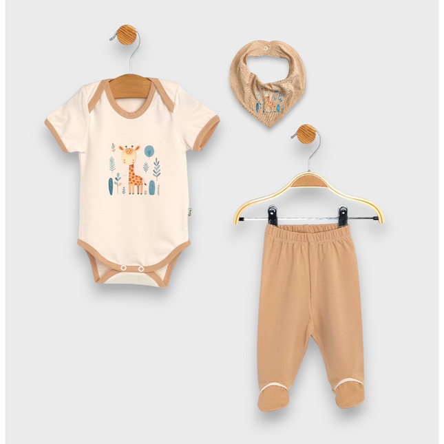 Rainy Бебешки комплект 3 части Baby giraffe 56-74см. мока