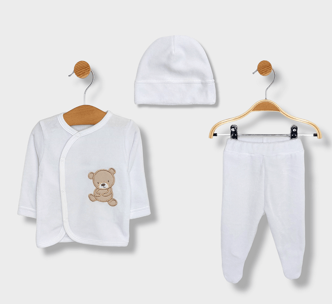 Rainy Бебешки комплект 3 части Little Bear and Rabbit 56-62 см. бял