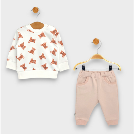 Rainy Бебешки комплект от 2 части Мече 62-92 см. крем