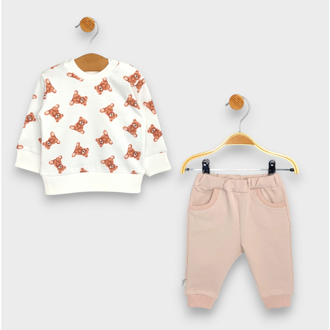 Rainy Бебешки комплект от 2 части Мече 62-92 см. крем