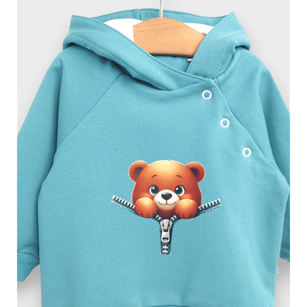 Rainy Бебешки комплект от 2 части Мече с цип 62-92 см. бор