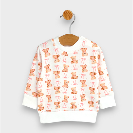 Rainy Бебешки комплект от 2 части Мече с панделка 62-92 см. розов