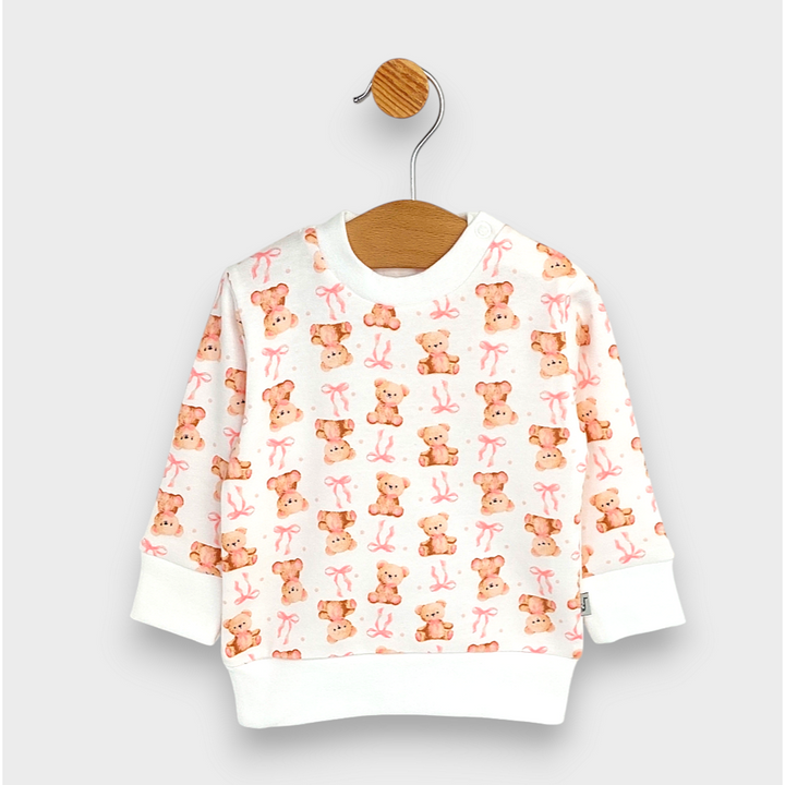 Rainy Бебешки комплект от 2 части Мече с панделка 62-92 см. розов