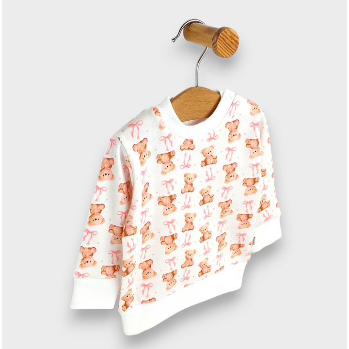 Rainy Бебешки комплект от 2 части Мече с панделка 62-92 см. розов