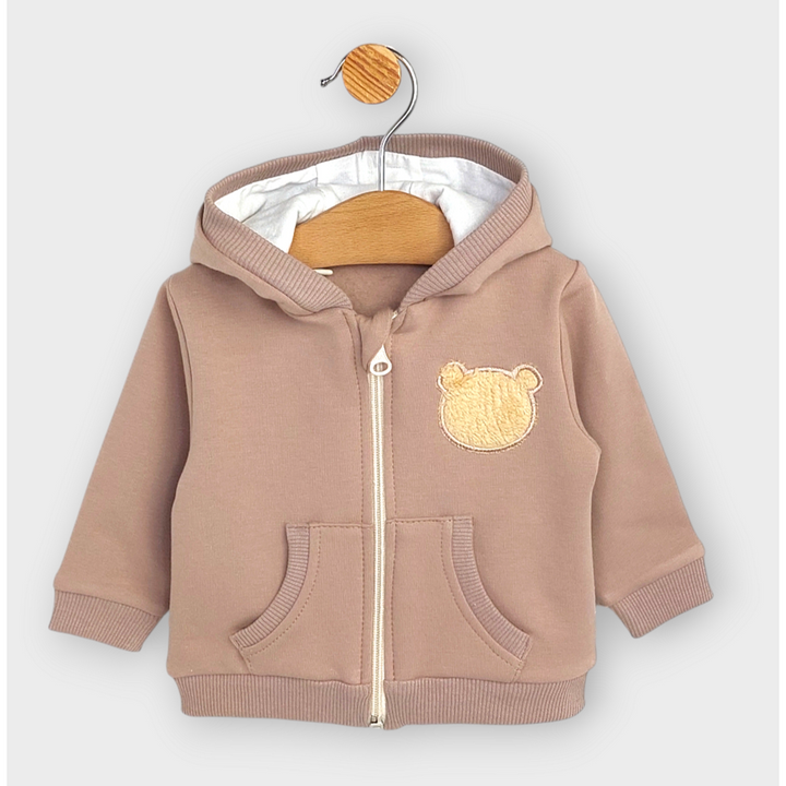 Rainy Бебешки комплект от 2 части Пухено мече 62-92 см. бадем