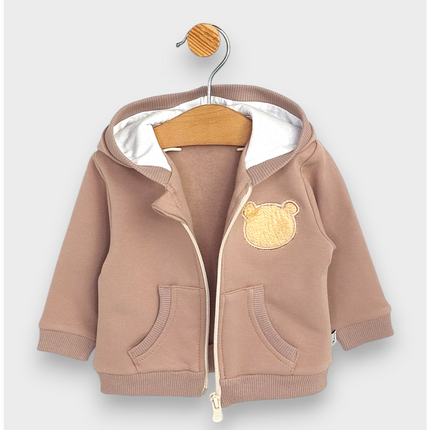 Rainy Бебешки комплект от 2 части Пухено мече 62-92 см. бадем