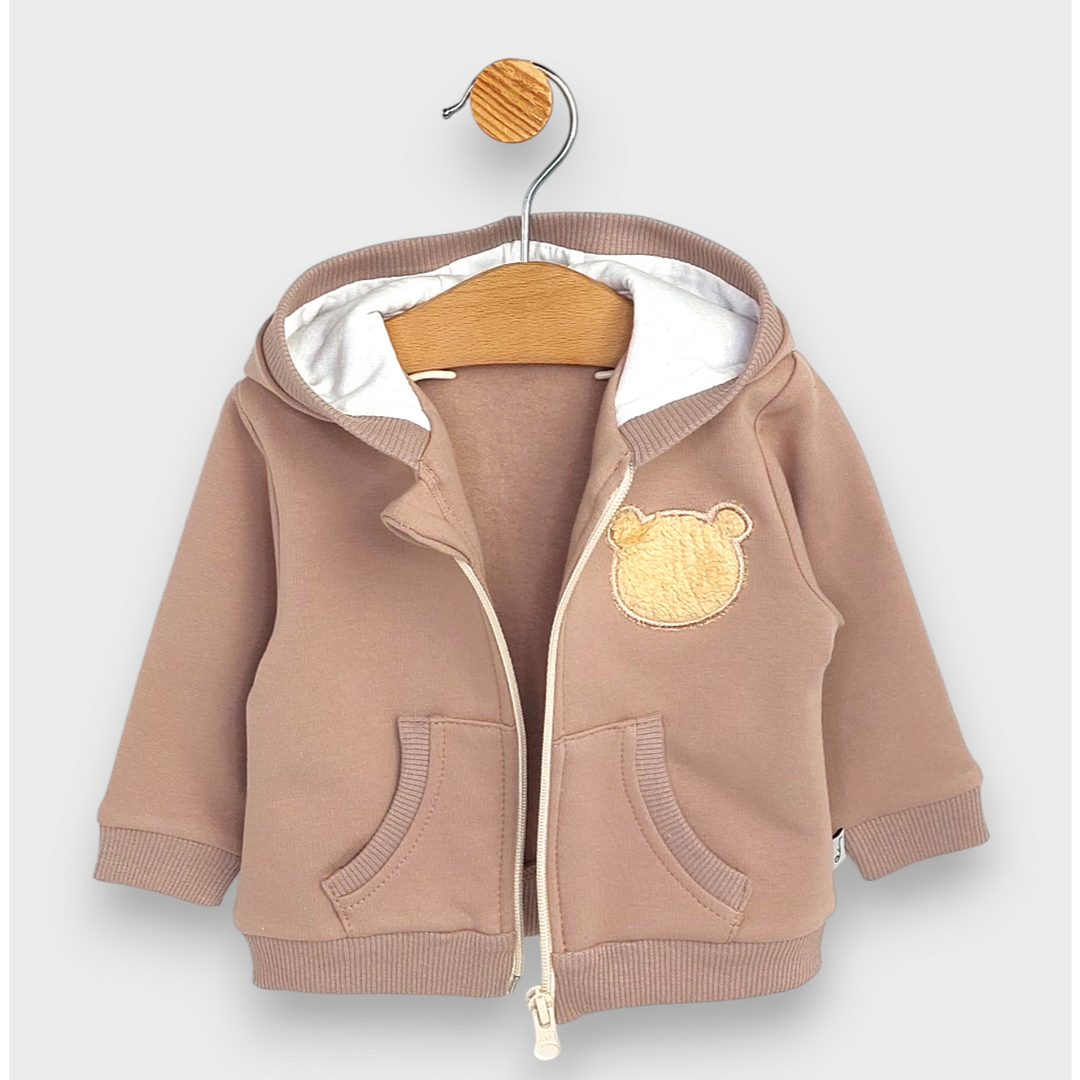 Rainy Бебешки комплект от 2 части Пухено мече 62-92 см. бадем