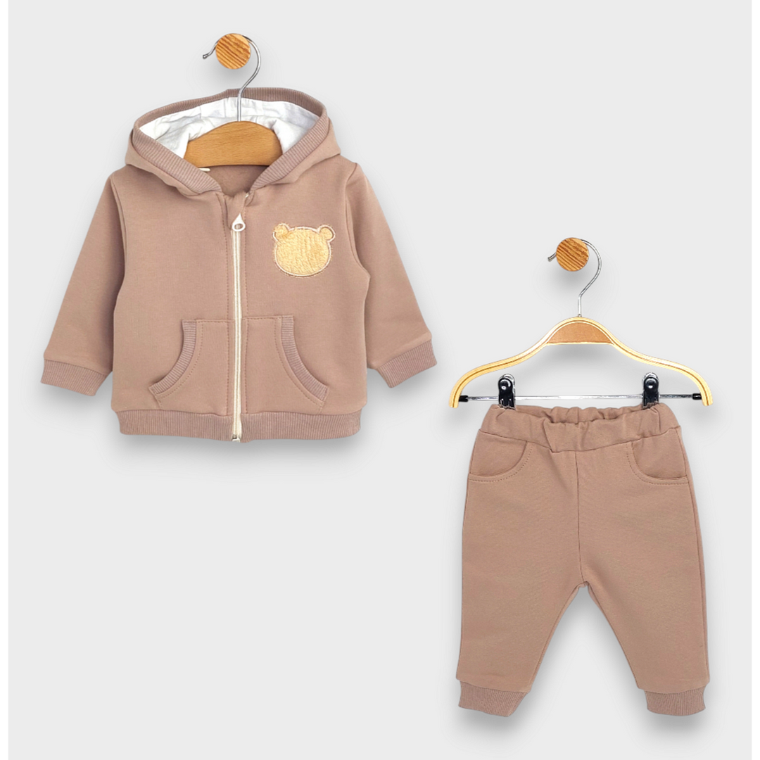 Rainy Бебешки комплект от 2 части Пухено мече 62-92 см. бадем