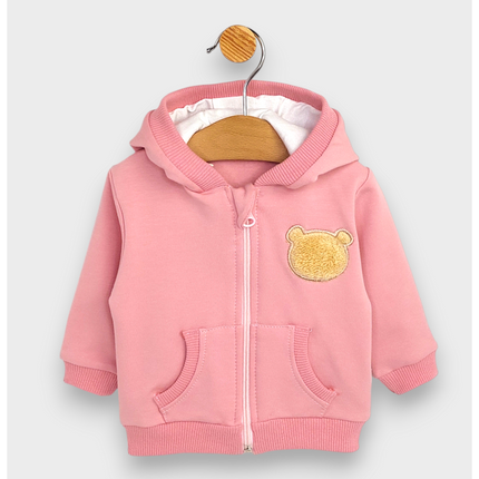 Rainy Бебешки комплект от 2 части Пухено мече 62-92 см. пудра