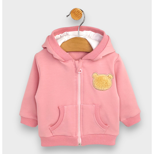 Rainy Бебешки комплект от 2 части Пухено мече 62-92 см. пудра