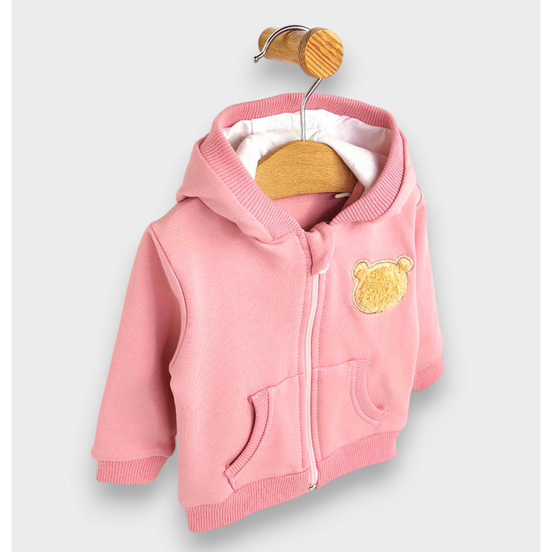 Rainy Бебешки комплект от 2 части Пухено мече 62-92 см. пудра