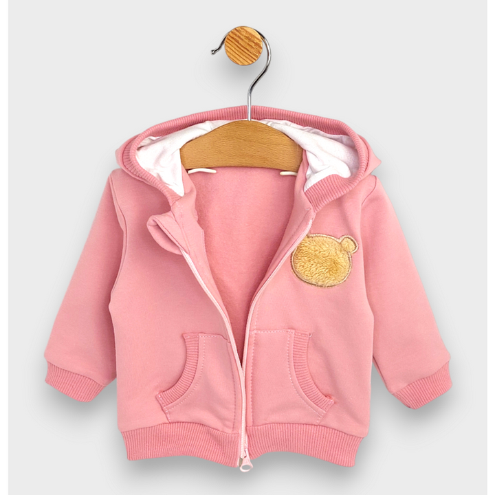 Rainy Бебешки комплект от 2 части Пухено мече 62-92 см. пудра